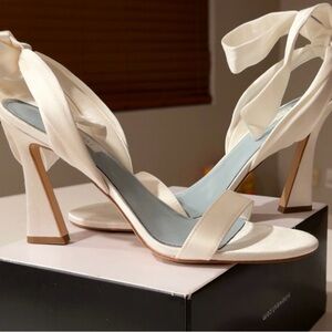 Nine West Cream Heels with Ribbon Detail